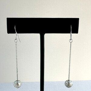 Sterling Silver Ball Dangle Earrings with Chain Drop Design